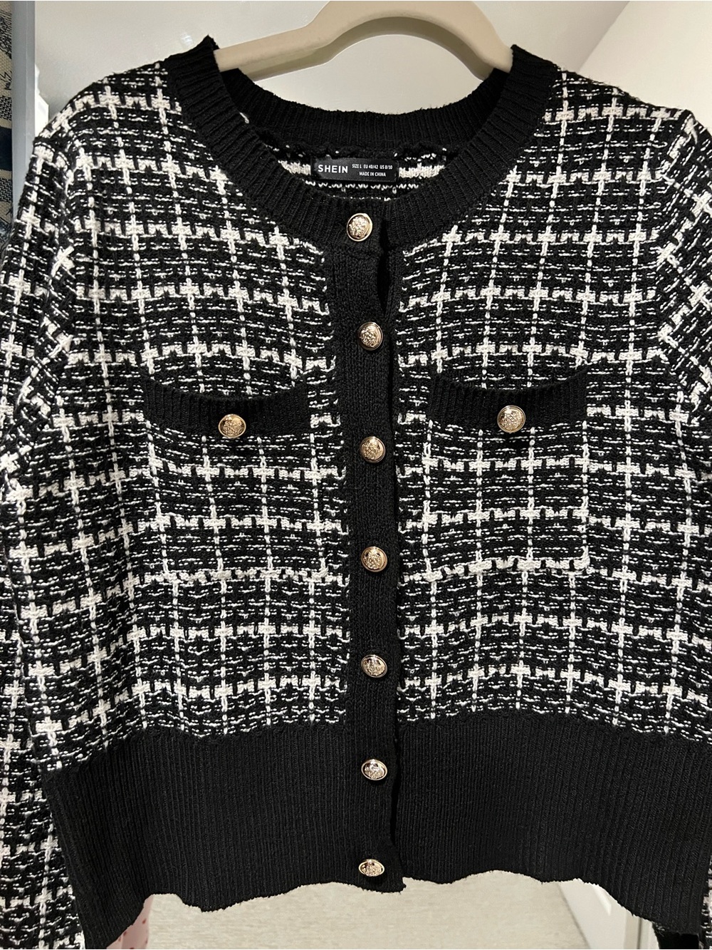 Black and White Tweed Jacket Sweater Cardigan
